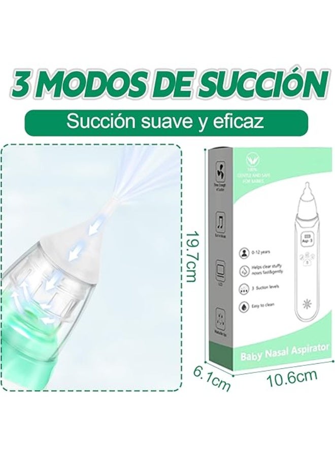 Electric Baby Nasal Aspirator – Nose Cleaner for Newborns & Toddlers with 3 Adjustable Suction Levels & 3 Medical-Grade Silicone Tips – USB Rechargeable with Music & Light - Image 3